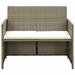 vidaXL 2 Seater Patio Sofa with Cushions Beige Poly Rattan