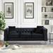 Elegant Velvet Sofa with Jeweled Buttons - Tufted Square Arm Couch, Comfortable and Stylish, Equipped with 3 Seat Cushions