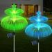 Solar Garden Lights 2 Pack Solar Outdoor Lights 7 Color Changing double Jellyfish and Star Solar Flower Lights - Style 3