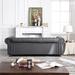 Classic Dark Grey Faux Leather Chesterfield Sofa - Sturdy and Vintage