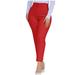 RYRJJ Women s Cropped Dress Pants with Pockets Business Office Casual Pleated High Waist Slim Fit Pencil Pants for Work Trousers(Red L)