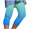 RYRJJ Capri Pants for Women Casual Summer Pull On Yoga Dress Capris Work Jeggings Trendy Print Athletic Golf Crop Pants with Pockets(Green XXL)