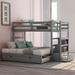 Twin Over Twin/King Bunk Bed with Twin Trundle, Extendable Bunk Bed, Grey