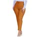 RYRJJ Women s Cropped Dress Pants with Pockets Business Office Casual Pleated High Waist Slim Fit Pencil Pants for Work Trousers(Orange L)