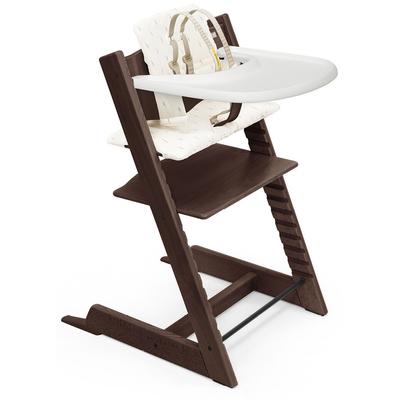 Tripp Trapp High Chair and Cushion with Stokke Tray -- Walnut / Wheat Cream