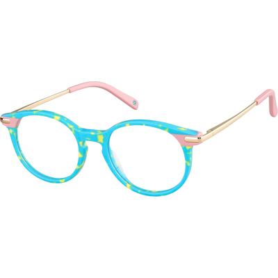 Zenni Girls Round Glasses Blue Mixed Full Rim Frame