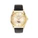 Men's Bulova Gold/Black Polk State College Eagles Stainless Steel Watch with Leather Band