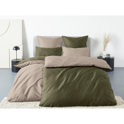 Bettwäsche "Mila2", grün (grün, beige), B/L: 155cm x 220cm, , Mako-Satin, B/L: 80cm x 80cm, Mako-Satin, Obermaterial: 100% Baumwolle, GUIDO MARIA KRETSCHMER HOME & LIVING, Bettwäsche, Mako-Satin aus 100% Baumwolle, Größe ab 135x200 cm Image