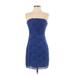 Diane von Furstenberg Cocktail Dress - Mini: Blue Jacquard Dresses - Women's Size 2