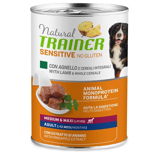 12 x 400 g Natural Trainer Sensitive No Gluten Adult Lamm & Vollkorngetreide Nassfutter Hund