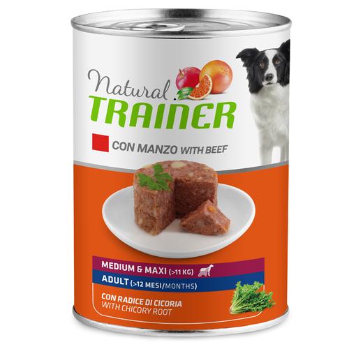 12 x 400 g Natural Trainer Medium & Maxi Adult Rind Nassfutter Hund