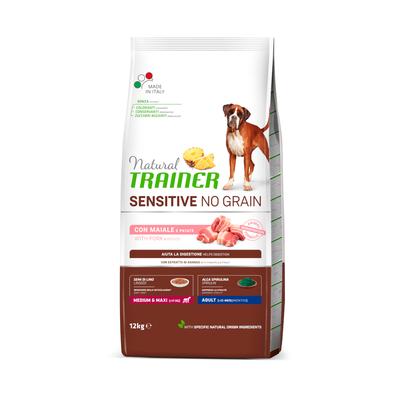 12kg Natural Trainer Sensitive No Grain Adult Med/Maxi mit Schweinefleisch und Kartoffeln...