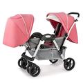 Twin Baby Pram Stroller,Double Infant Stroller,Baby Stroller Twins-Cozy Compact Twin Stroller,Tandem Umbrella Stroller for Girls Boys,Double Seat Tandem Stroller Easy Foldable (Color : Pink)