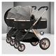 Twin Baby Pram Stroller,Double Infant Stroller,Toddler Umbrella Stroller for Twins Side by Side,Foldable Double Seat Tandem Stroller High Landscape Foldable Pushchair (Color : Gray)