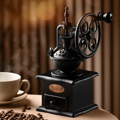 GIANghts-Moulin à café manuel rétro grande roue portable broyeur de grains de café accessoires de