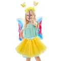Costume de fée papillon pour enfants robe féerique mignonne avec baguette ensemble de vêtements de