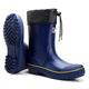 Foinledr Men's Wellington Boots, Half Height Rain Boots, Rubber Boots, Men's Waterproof Rain Boots, Garden Boots, Breathable Wellington Boots, Waterproof Fishing Boots, Blue Yellow, 11 UK