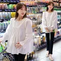 Chemise de maternité à manches longues rondes UR chemisiers en coton blanc vêtements pour femmes