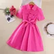 Robe d'été pour filles de 8 à 12 ans tenue de princesse décontractée à manches courtes rose rouge