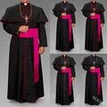 Robe de prêtre noir romain ceinture de cosplay vêtements de clergyman robe de sorcier rituel