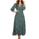 Robe longue vintage à manches 3/4 pour femmes vêtements de soirée chic et élégant bouton floral