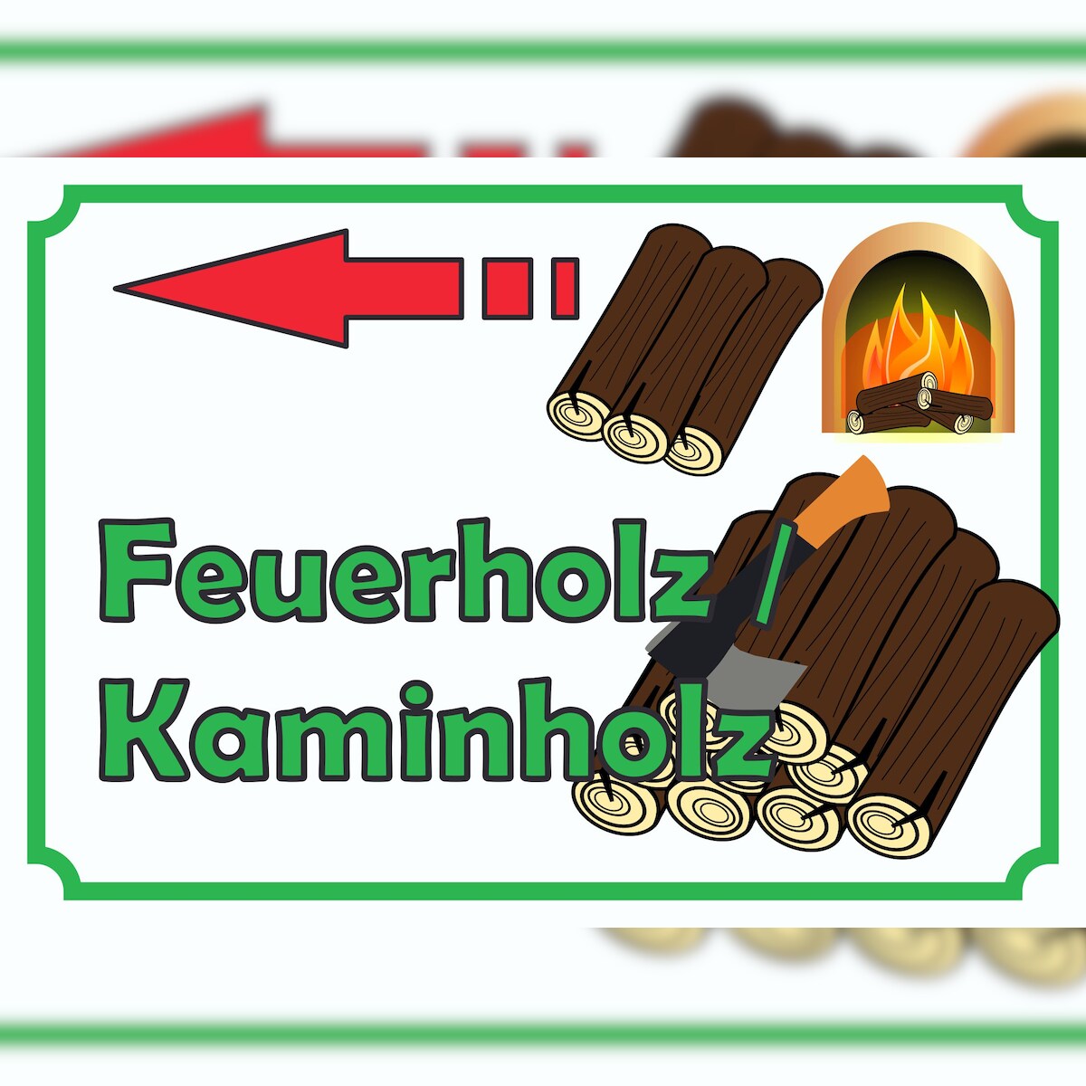 Verkaufsschild Schild Feuerholz links A0 Rückseite selbstklebend Image