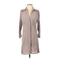 BCBGMAXAZRIA Casual Dress - Shirtdress Collared 3/4 sleeves: Tan Print Dresses - Women's Size X-Small