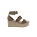 COCONUTS by Matisse Wedges: Espadrille Platform Boho Chic Tan Print Shoes - Women's Size 8 1/2 - Open Toe