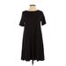 Ann Taylor LOFT Casual Dress - A-Line Crew Neck Short sleeves: Black Print Dresses - Women's Size X-Small