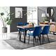 Furniture Box Kylo Brown Wood Effect Dining Table and 4 Navy Pesaro Black Leg Chairs