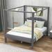 Modern Gray Upholstery Canopy Platform Bed with Headboard