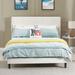 Velvet Upholstered Bed Frame with Vertical Channel Tufted Headboard, Modern Decorative Nailheads