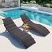 3 Pieces Outdoor Patio Chaise Lounge Set with Two Extended Chaises Lounge and Foldable Tea Table