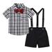 Efsteb Toddler Boy Clothes Sets Fashion Cute Kids Toddler Infant Baby Boys Clothing Sets Short Sleeve Casual Lapel Gentleman Formal Shirts and Sling Suspender Shorts Set Black 6 Years