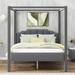 Modern Gray Upholstery Canopy Platform Bed with Headboard,Support Legs, Suitable for Curtains