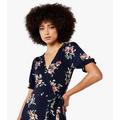 Apricot Navy Floral Ruffle Dip Hem Midaxi Dress New Look