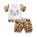 Youmylove Baby Unisex Spring Summer Print Cotton Leopard Short Sleeve Tshirt Shorts Outfits Clothes Toddler Girl Clothes