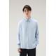 Woolrich Men Garment-Dyed Pure Linen Shirt Blue Size M