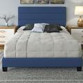 Latitude Run® Carlow Faux Leather Tri-Panel Channel Headboard Platform Bed Frame Upholstered/Faux leather in Blue | 48.5 H x 62 W in | Wayfair