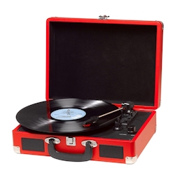 Denver VPL-120Red portabler Plattenspieler mit USB Digitalisierungsfunktion