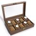 Millwood Pines Wood Watch Box Wood/Leather/Velvet in Brown | 3.4 H x 13 W x 8.6 D in | Wayfair AA84A68A308342779183B7A33E2DBD5F