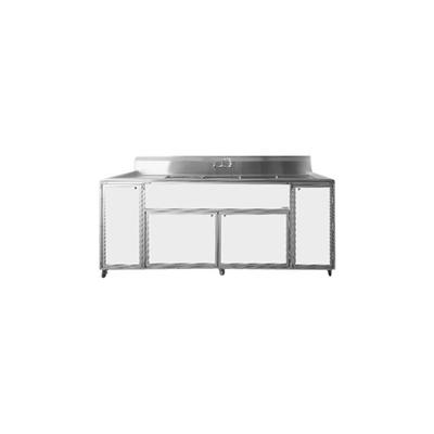 Monsam PSE-2003LA-WHITE White Three Deep Basin Portable Commercial Sink with 2 Drainboards
