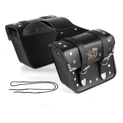 Schwarze PU-Leder-Motorrad-Satteltaschen-Satteltaschen-Sattel-Werkzeugtaschen-Beutel