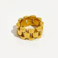 Peri'sbox Solid Gold Farbe Bold Breite Dicke Ring für Frauen Chunky Link Kette Titan Stahl Strap