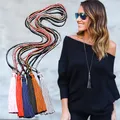 Neue Mode Boho Lange Fringe Quaste Halsketten Frauen Collier Glas Perlen Kristall Aussage Kragen