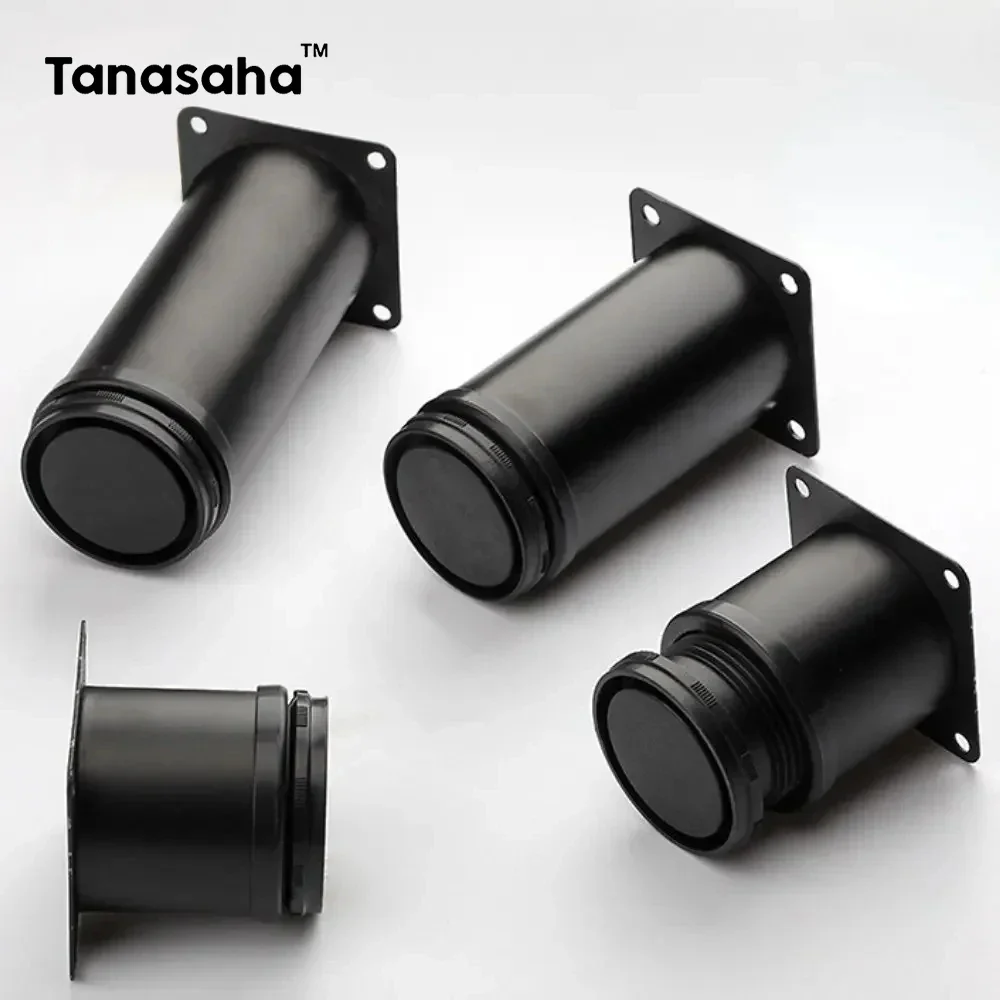 4 Stück weiße Ersatz-Metallfüße aus Edelstahl, schwarz, verstellbare Möbelbeine für Schrank, Sofa, Schrank, Möbelbeschläge Image