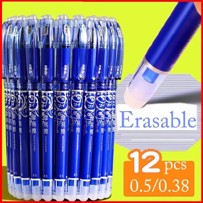 12 Stück lösch barer Gel stift blau schwarz rot Tinte 0, 05 0,5mm wasch barer Griff Kugelschreiber