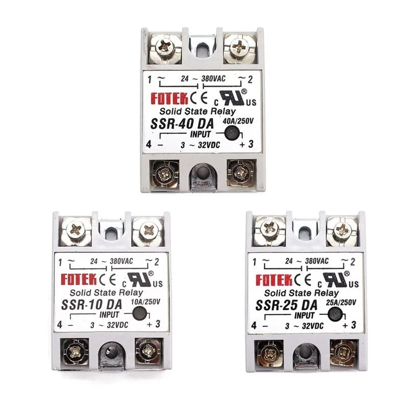 Halbleiterrelais 12 V 24 V SSR-10DA SSR-25DA SSR-40DA 10 A 25 A 40 A 3–32 V DC auf 24–380 V AC SSR 10DA 25DA 40DA Rele-Netzteil Image