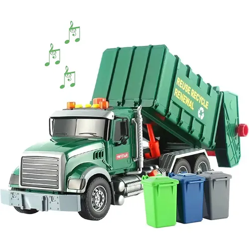 Große Müllwagen Spielzeug Reibung Angetrieben Müll Lkw mit Lichter und Klänge Kinder Recycling Müll