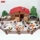 Oenux Zoo Farm Haus Modell Action-figuren Farmer Kuh Hen Ente Geflügel Tiere Set Figurine Miniatur